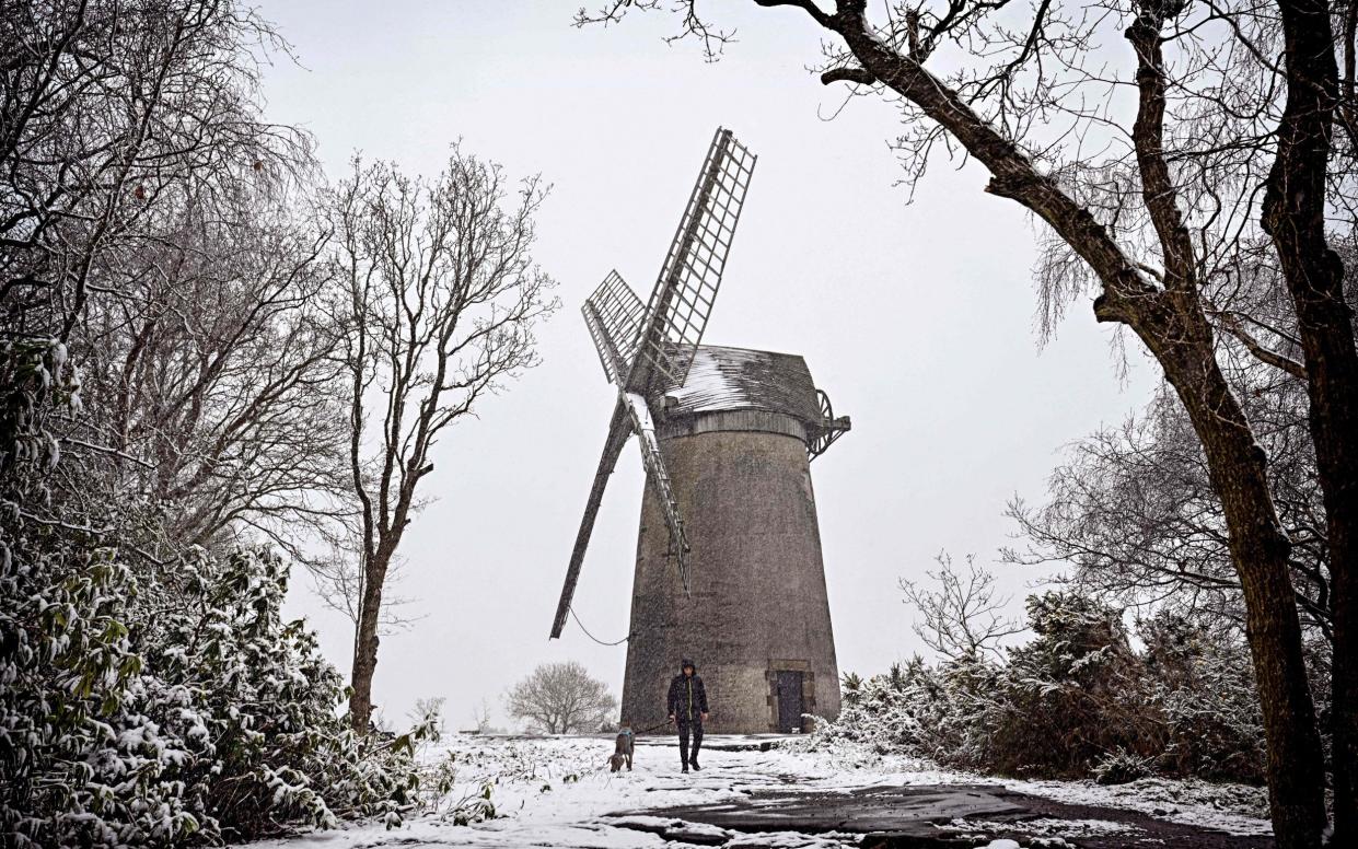 Snow on a windmill