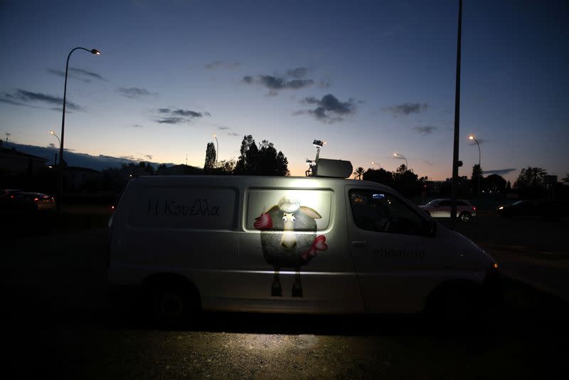 The van of Panteli Panteli is seen on parking lot in Nicosia,