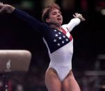 <p>At the 1996 Games in Atlanta, 18-year-old Kerri Strug injured her ankle on her first vault attempt but fought through the pain to stick her landing on the second, helping Team USA beat Russia and claim its first ever team gold in women’s gymnastics. (AP) </p>