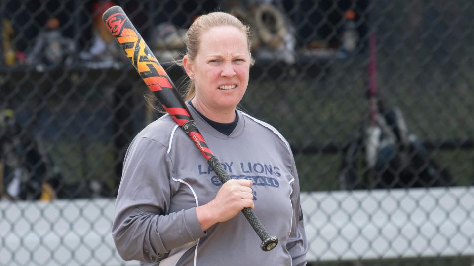 Gloucester High School's softball coach Megan Mason prepares to warm-up her players prior to the South Jersey Group 1 semifinal playoff game between Clayton and Gloucester played in Clayton on Tuesday, May 24, 2022.