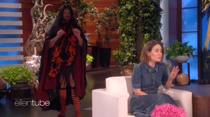 Then a ghoul snuck up on Sarah. Source: The Ellen Show