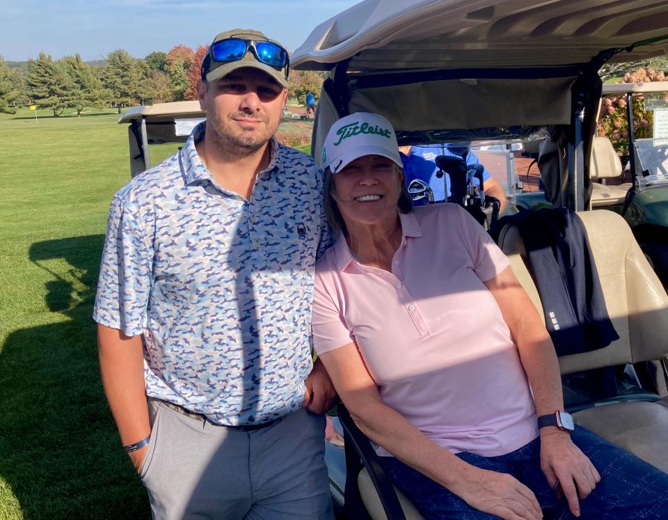 Jeremy Lyon and Nancy O’Reilly enjoy a moment at the PGA Tour's HOPE golf outing earlier this week at Kirkbrae Country Club in Rhode Island.