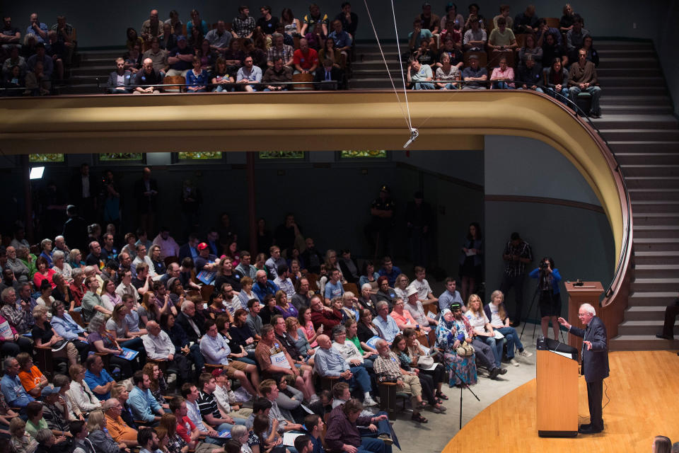 Sen. Bernie Sanders speaks at a campaign event at Drake University on June 12, 2015 in Des Moines, Iowa.