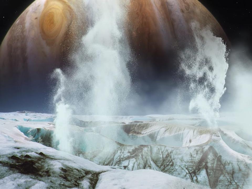 europa ocean water geyser spray jet plume ice jupiter illustration nasa