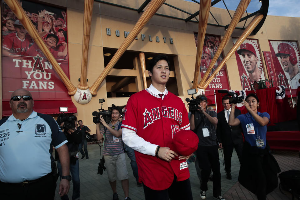 Welcome to the bigs, Shohei Ohtani. (AP Photo/Jae C. Hong)