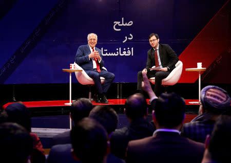 U.S. envoy for peace in Afghanistan Zalmay Khalilzad, speaks during a debate at Tolo TV channel in Kabul, Afghanistan April 28, 2019. REUTERS/Omar Sobhani