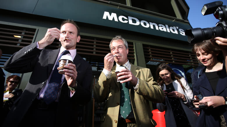 Douglas Carswell and Nigel Farage at McDonald's