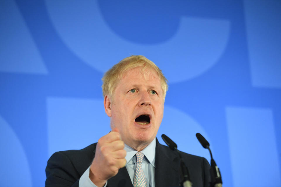 RETRANSMITTED AMENDING LOCATION Boris Johnson during the launch of his campaign to become leader of the Conservative and Unionist Party and Prime Minister at the Royal Academy of Engineering in central London.