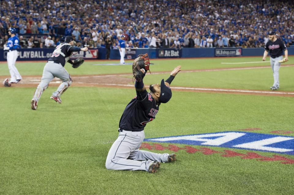 The Indians celebrated winning the AL pennant. Then trolled Jose Bautista hard. (AP)