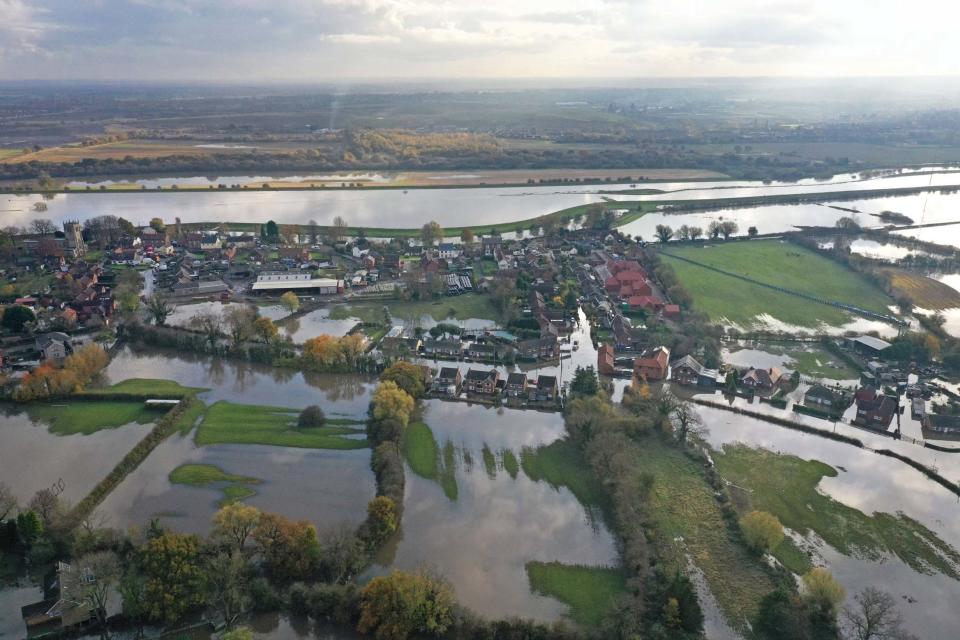 The flood water at Fishlake, in Doncaster, South Yorkshire. (PA)