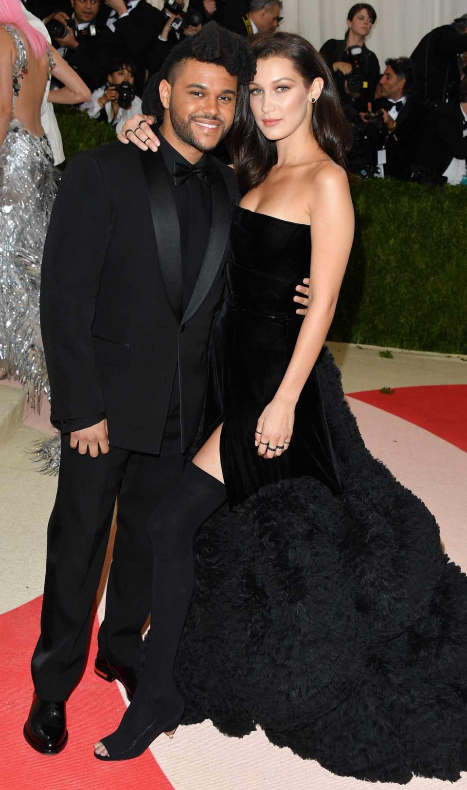 The Weeknd (L) and Bella Hadid attends the 'Manus x Machina: Fashion in an Age of Technology' Costume Institute Gala at the Metropolitan Museum of Art on May 2, 2016 in New York City