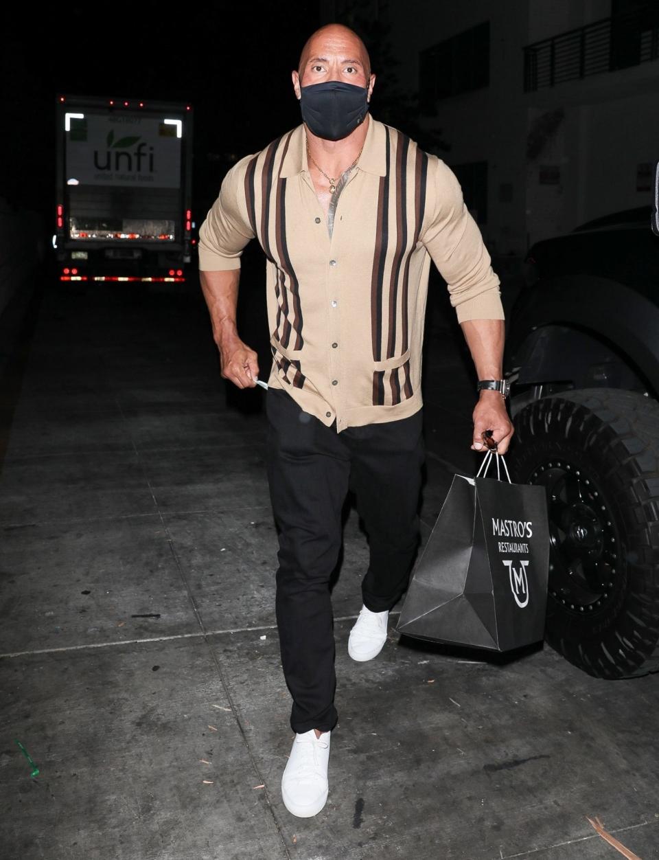 <p>Dwayne "The Rock" Johnson is seen after a night out with his wife Lauren Hashian on June 8 in Beverly Hills. </p>