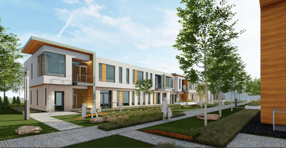 The Cudahy Farms Healthy Living Campus development plan calls for nearly 400 apartments in several two-story buildings.