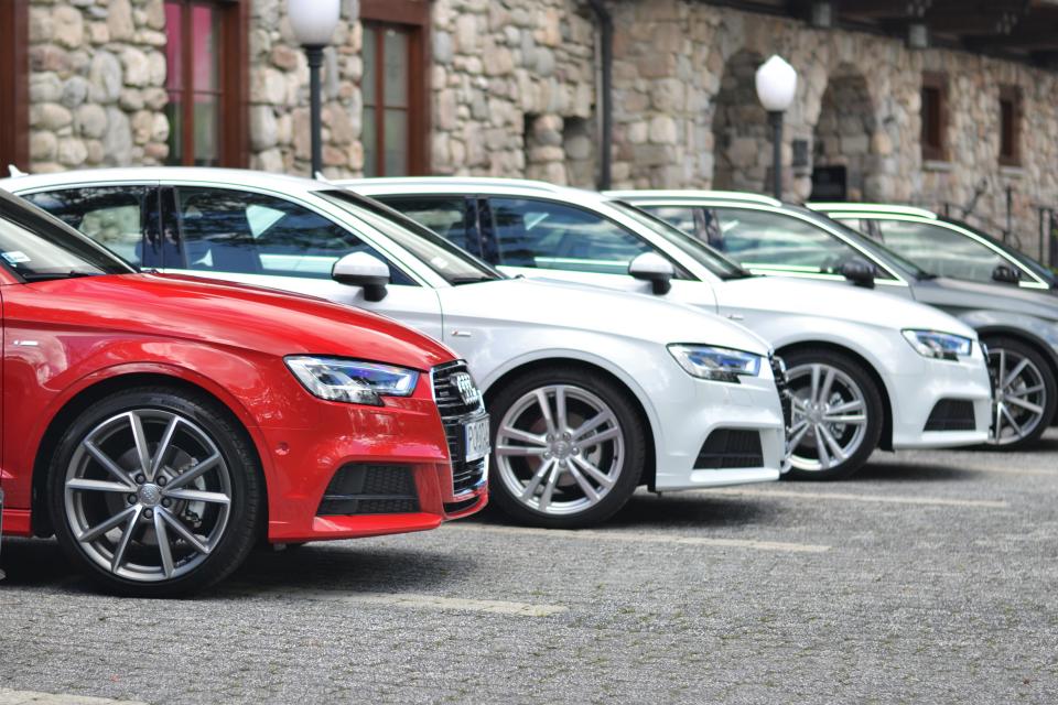 Zakopane, Poland - July 4th, 2016: The Audi A3 vehicles stopped on the parking during the presentation. These vehicles are the ones of the most popular premium cars in the world.