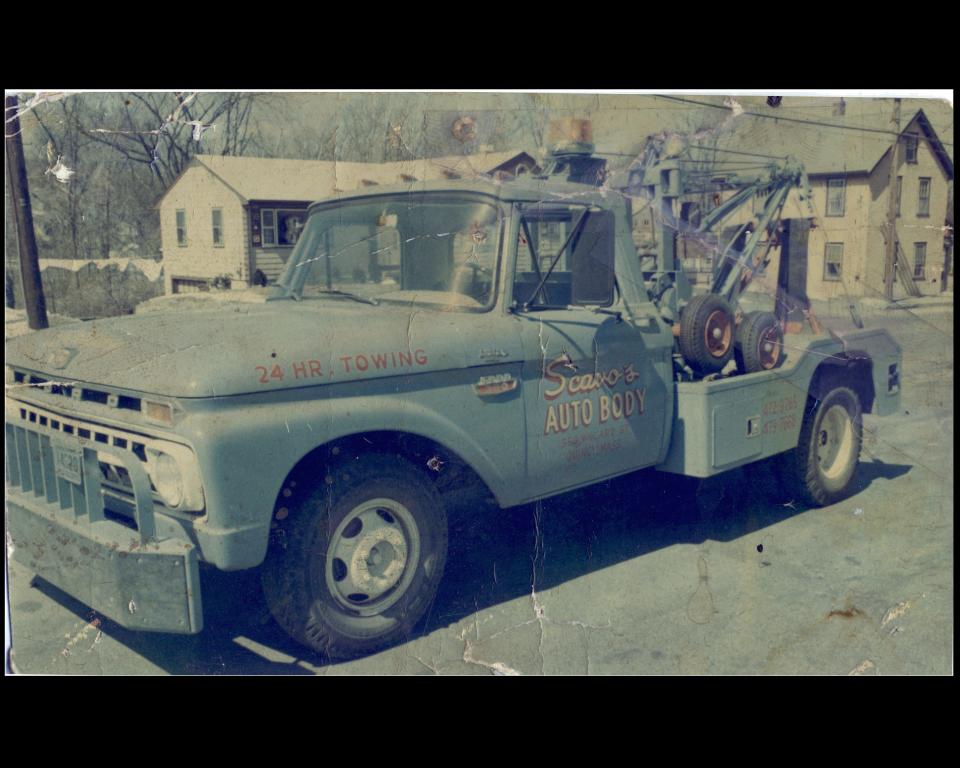 A photo of a truck owned by Al Scavo was used as a model for the new mural at the former Scavo's Auto Body on Willard Street in Quincy.