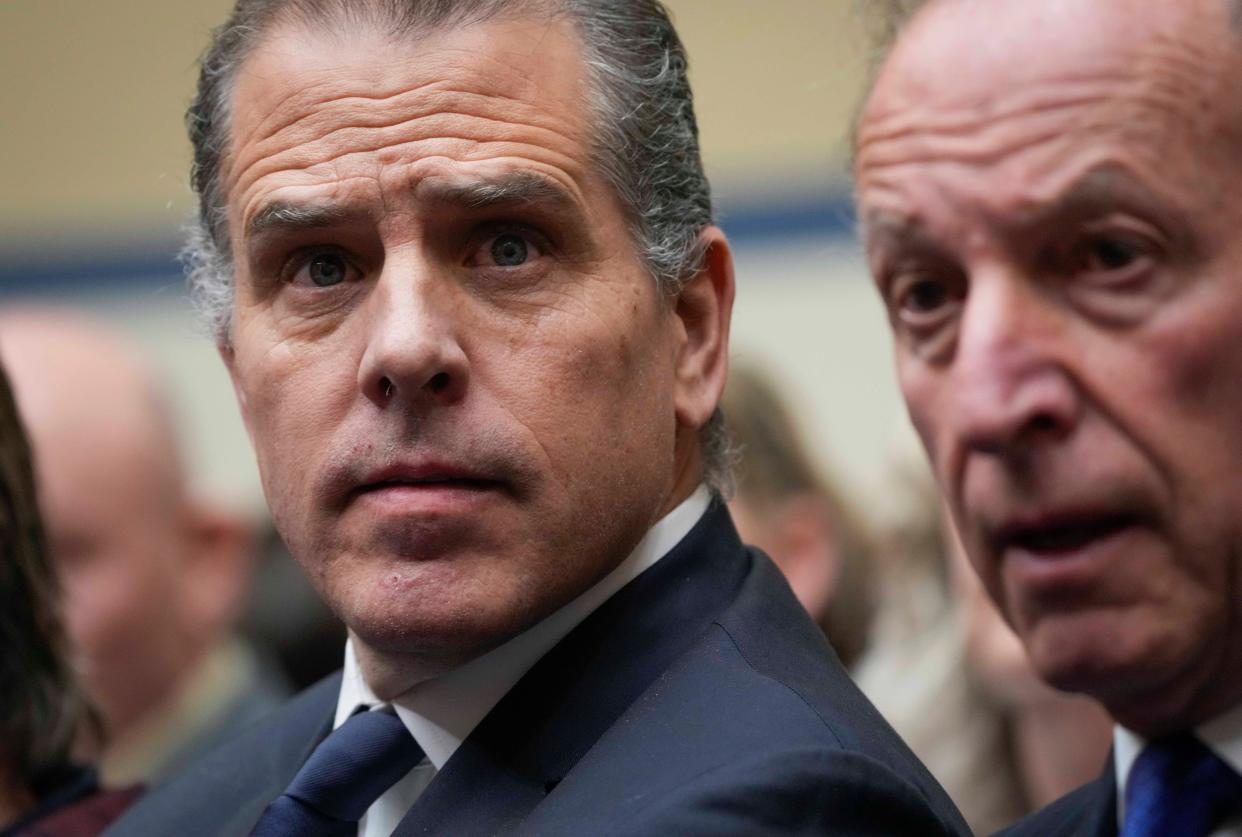 Hunter Biden, the son of President Joe Biden, appeared at a hearing by the House Committee on Oversight and Accountability recommending that he be found in contempt of Congress for refusing to comply with a subpoena to testify behind closed doors. He later agreed to testify.