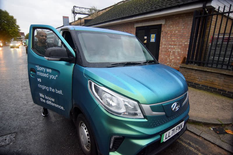 Electric vans made by Chinese brand Maxus are shown, in London