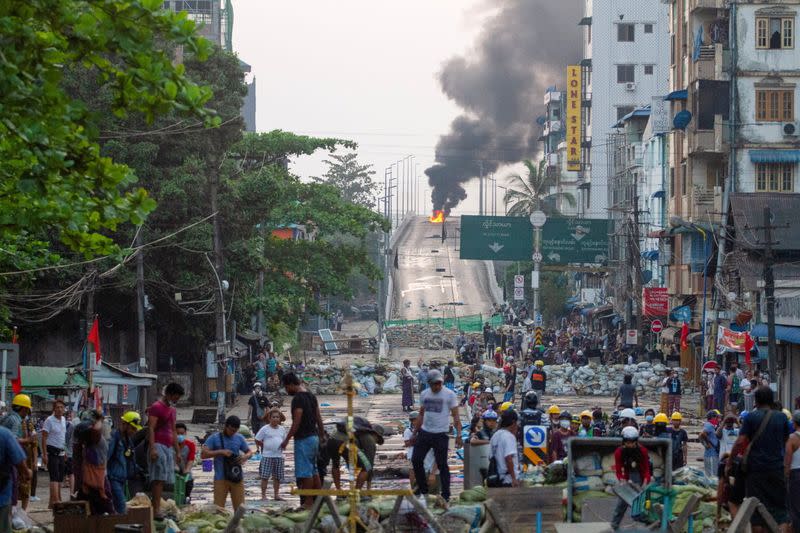Anti-coup protests in Yangon