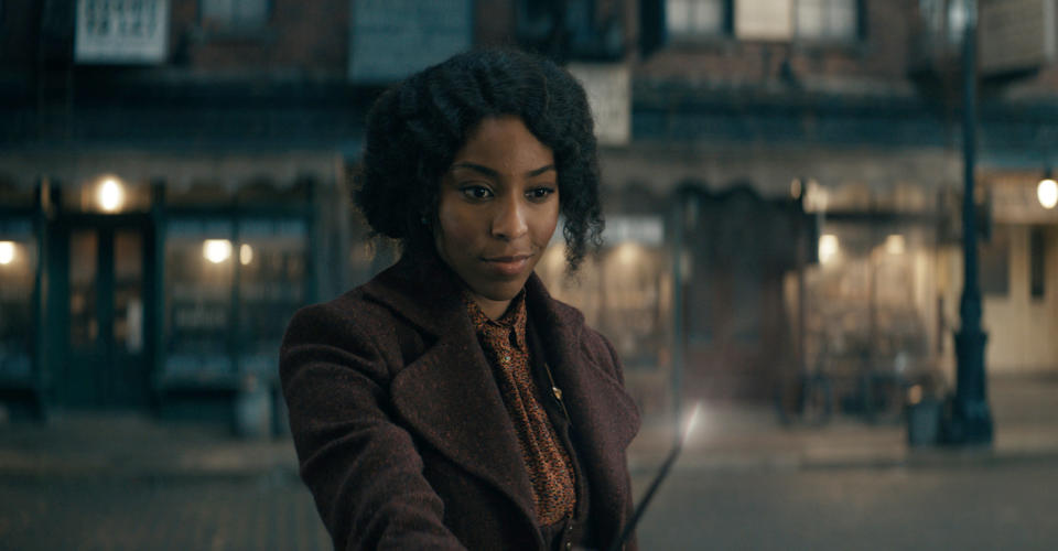 This image released by Warner Bros. Pictures shows Jessica Williams in a scene from "Fantastic Beasts: The Secrets of Dumbledore." (Warner Bros. Pictures via AP)