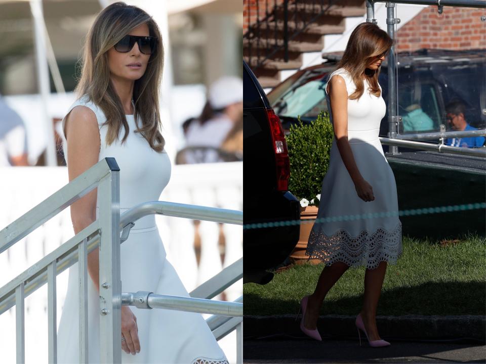 The First Ladies, Melania Trump and Brigitte Macron, brought sophisticated sparkle to the new administration’s first State Dinner.