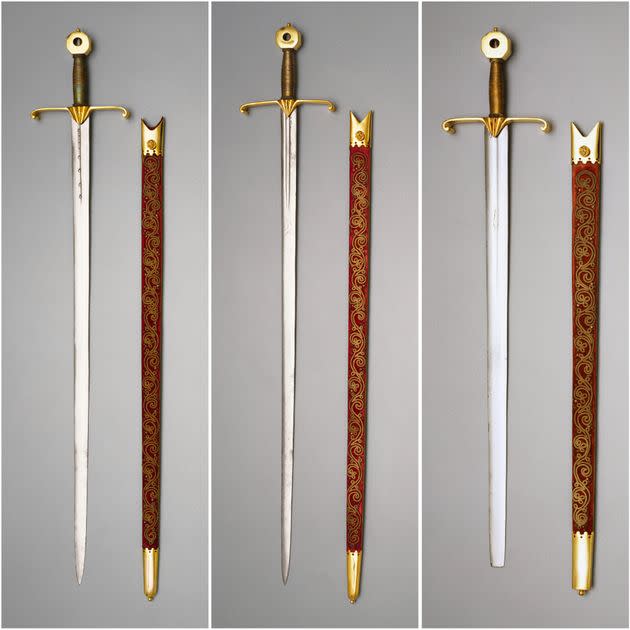 Swords which will be carried in front of Charles in Westminster Abbey