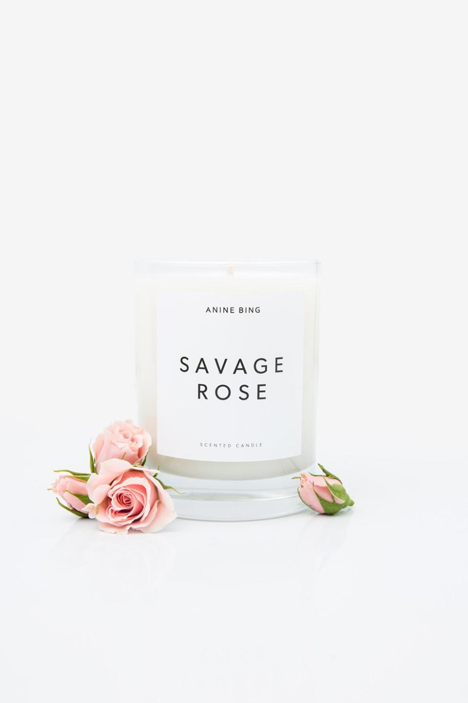 Anine Bing Savage Rose candle, $49