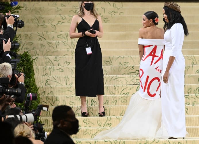 Representative Alexandria Ocasio-Cortez at the 2021 Met Gala - Credit: NDZ/STAR MAX/IPx.