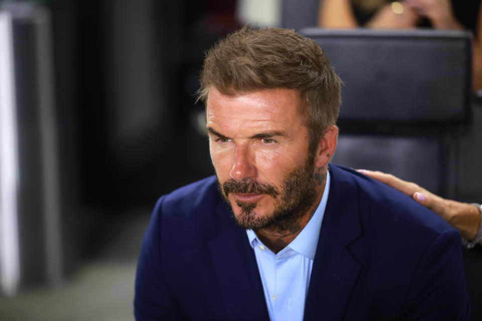 FORT LAUDERDALE, FLORIDA - AUGUST 11: Co-owner David Beckham of Inter Miami CF looks on prior to the Leagues Cup 2023 quarterfinals match between Charlotte FC and Inter Miami CF at DRV PNK Stadium on August 11, 2023 in Fort Lauderdale, Florida. (Photo by Hector Vivas/Getty Images)