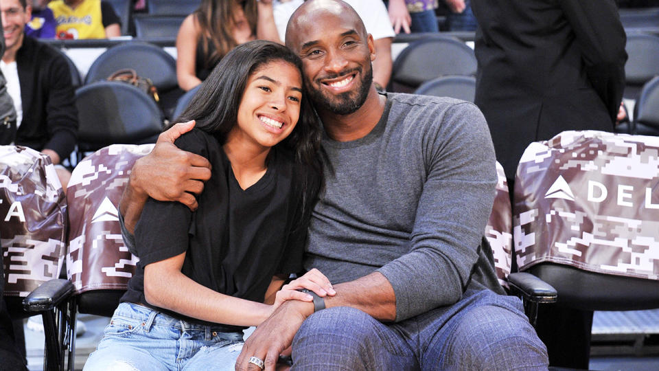 Kobe Bryant and daughter Gianna, pictured here at an NBA game in 2019.