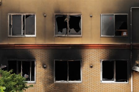 Kyoto Animation building which was torched by arson attack is seen in Kyoto