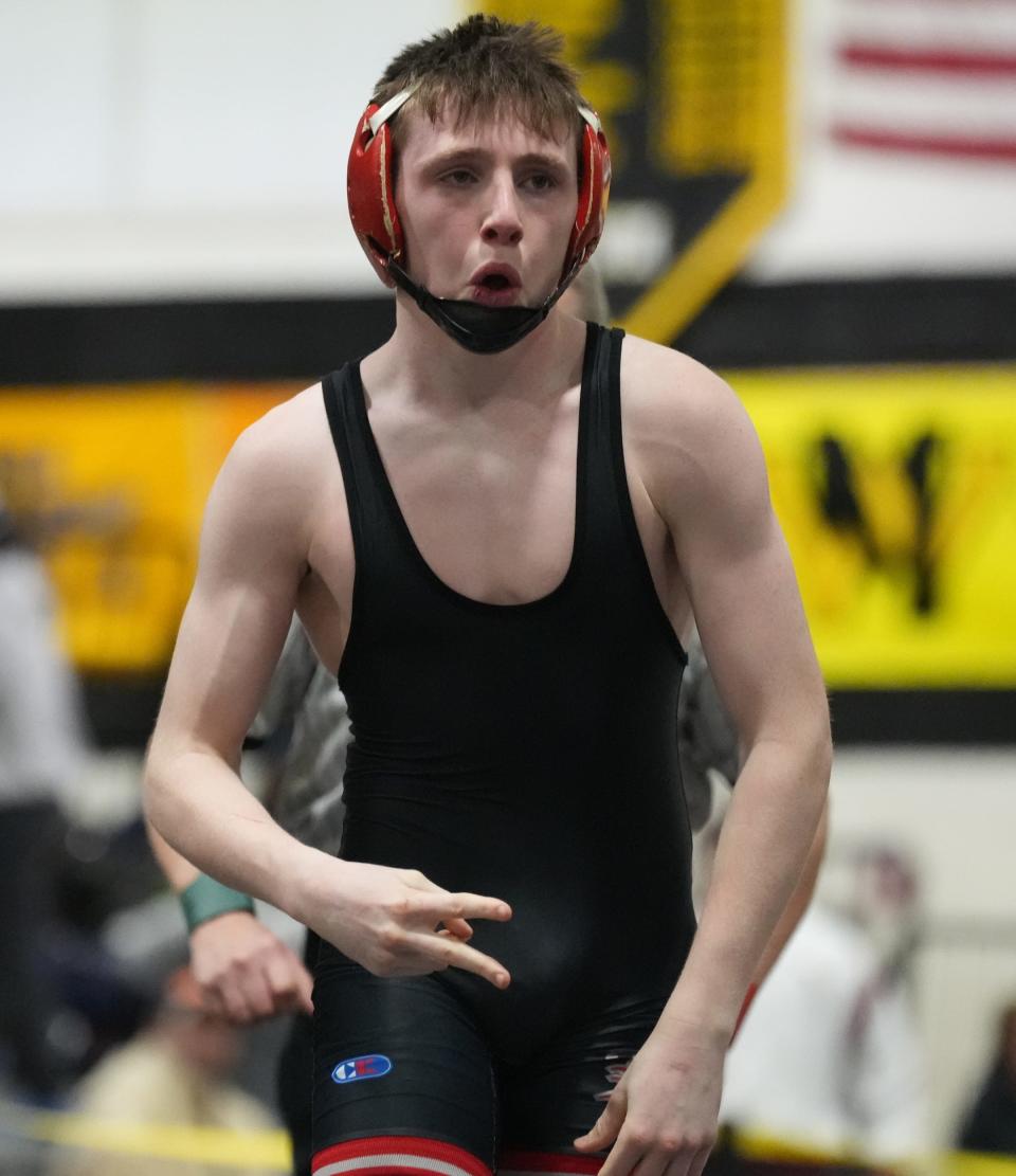 West Milford, NJ -- January 20, 2024 -- Jack Bergmann of Lakeland won by pin in the 120 lb. final, defeating Joseph Rizzuto of DePaul in the Passaic County Coaches Association Wrestling Tournament held in West Milford, NJ on January 20, 2024.