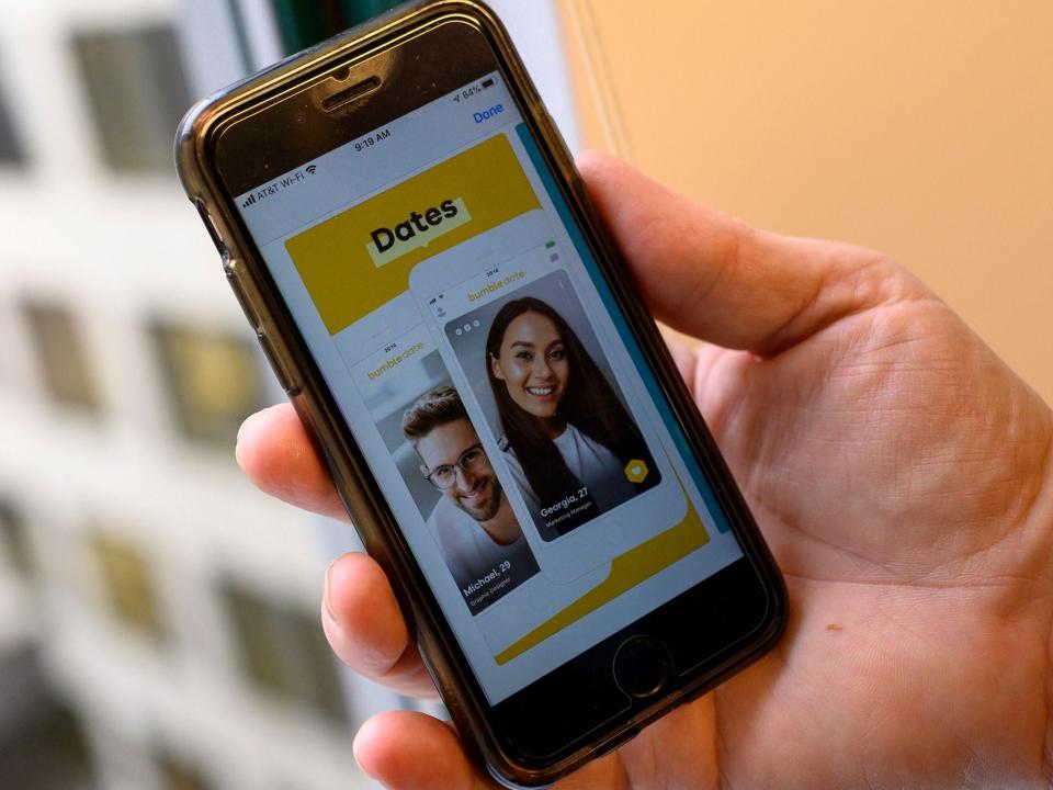 <p>Shares in Bumble, which also owns the Badoo dating app, priced at $43 on Wednesday </p> (Getty)