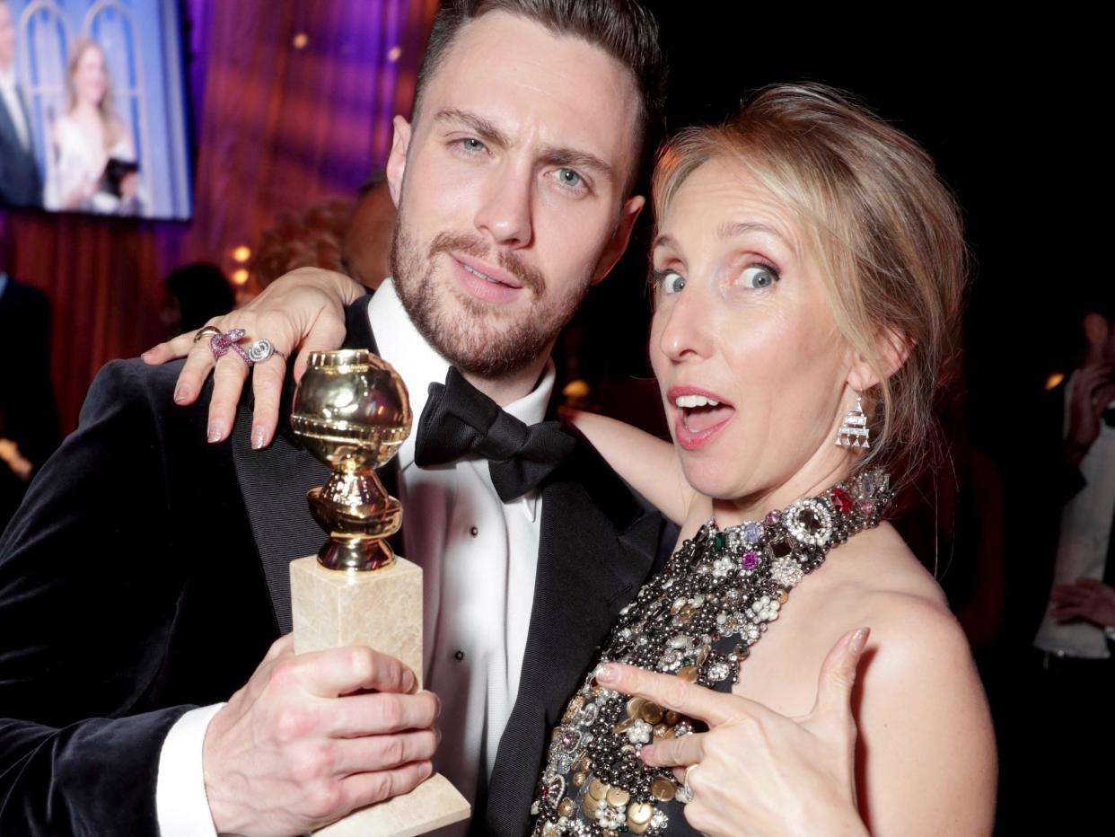 aaron and sam taylor johnson golden globes january 2017