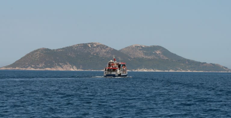 A tourist boat heads to the island of Sazan, some 140 km south-west of Albania's capital Tirana