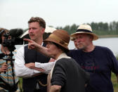 <p>Mikael Persbrandt, Maria Heiskanen and director Jan Troell on the set of Icon Films' "Everlasting Moments."</p>