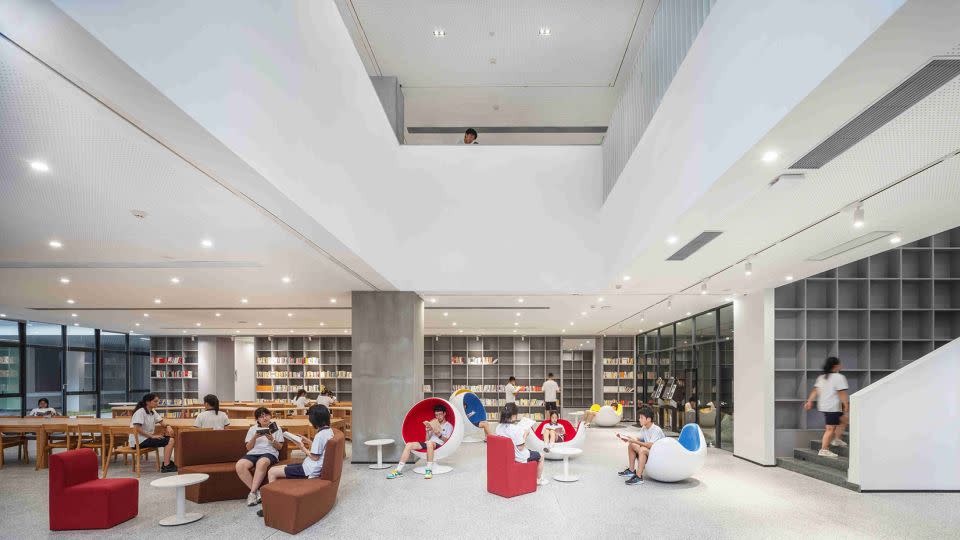 A communal study space at the boarding school, which is designed "(to give) students a space to relax and relieve their stresses between their lessons," Ma's statement explained. - Courtesy Approach Design Studio/Zhejiang University of Technology Engineering Design Group