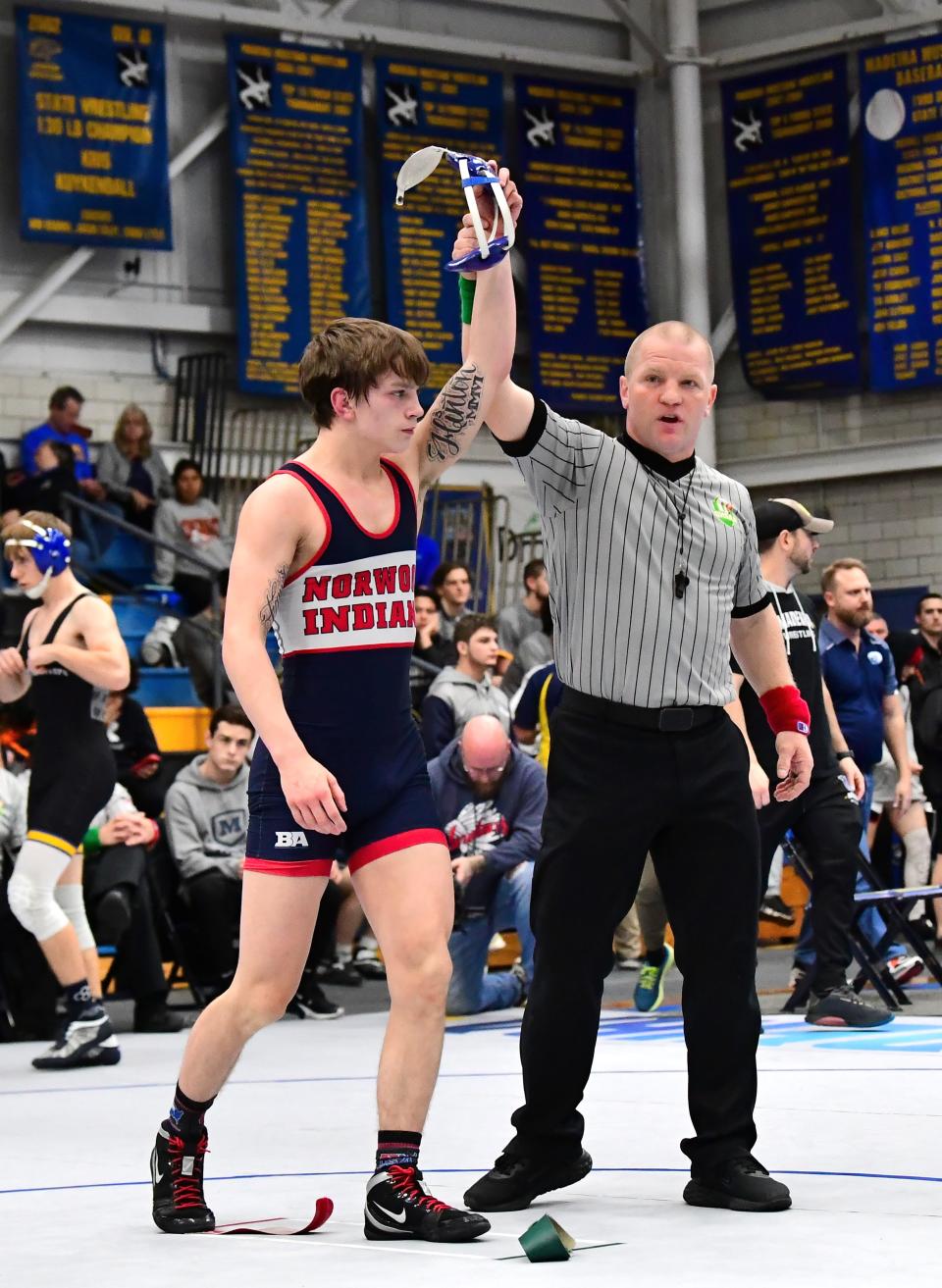 Norwood's Wyatt Hinton at the Bob Kearns Madeira Wrestling Invitational on Jan. 7. Hinton went on to be a district champion after the postseason tournament on March 4.