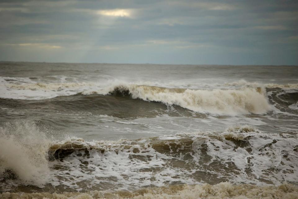 Rip tides form near the St. Augustine Beach Pier Friday, Sept. 30, 2022 in St. Augustine. Hurricane Ian, that was later reduced to a tropical storm, ripped through the region Thursday bringing winds, rain, flooded roads, power outages and downed trees. 