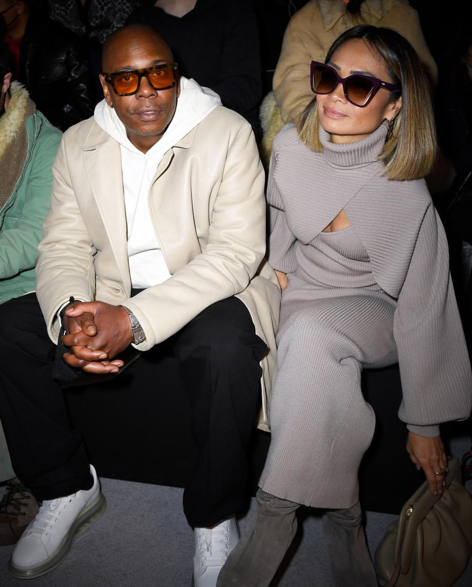 Dave Chappelle and his wife Elaine Chappelle attend the Dior Homme Fall/Winter 2022/2023 show as part of Paris Fashion Week on January 21, 2022 in Paris, France