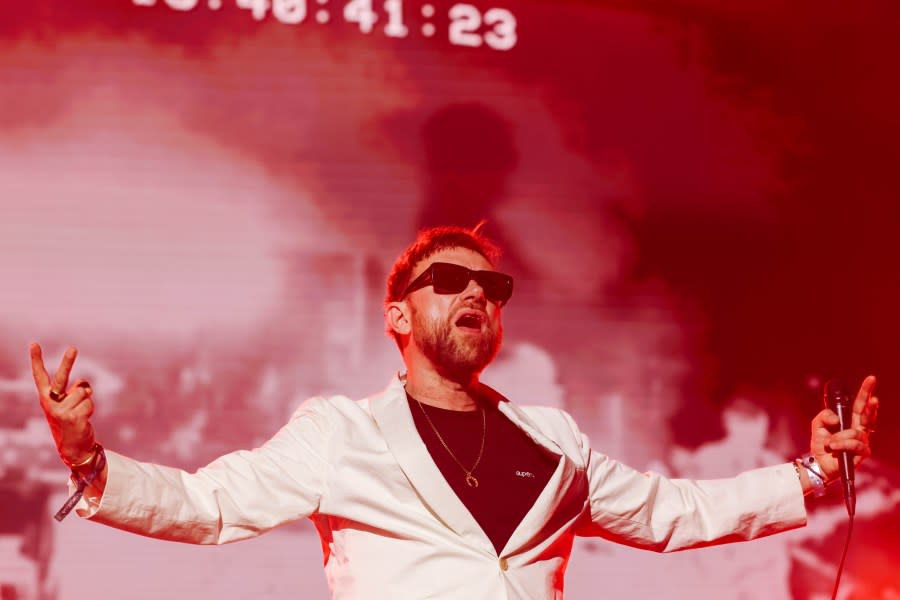 Indio, CA – April 13: Blur performs during the Coachella Valley Music and Arts Festival on Saturday, April 13, 2024 in Indio, CA. (Dania Maxwell / Los Angeles Times via Getty Images)