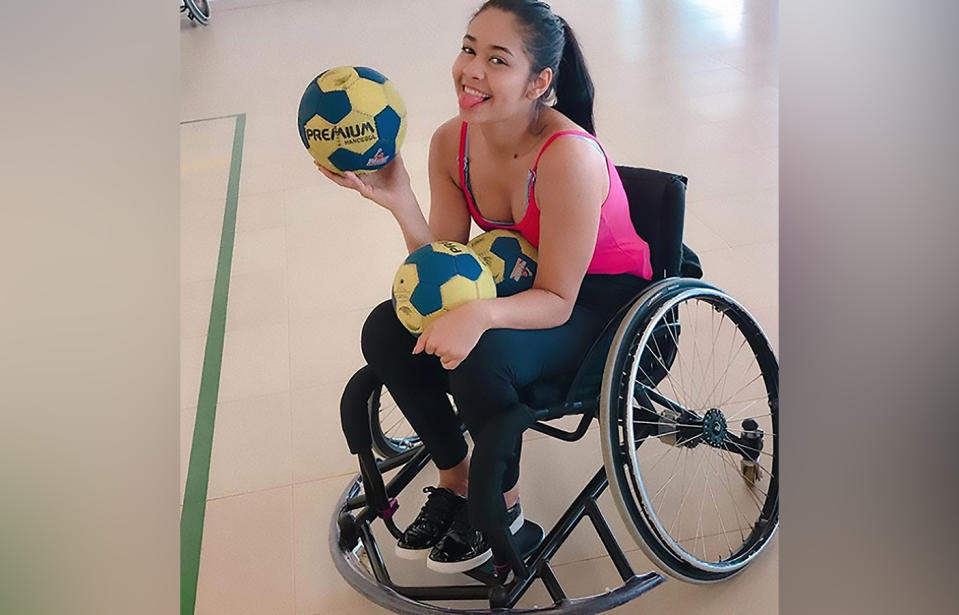 Layne Dias is now wheelchair-bound but has embraced new sports like basketball and handball. Source: Australscope/CEN