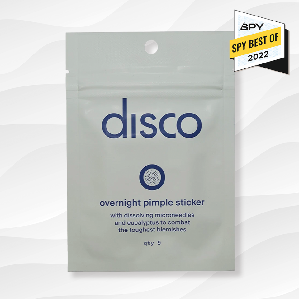 the disco overnight pimple sticker against a white wavy background