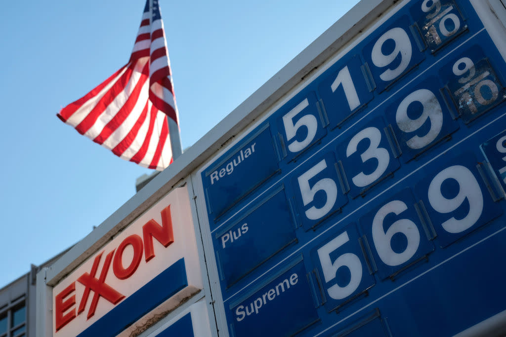 High gas prices at an ExxonMobil gas station