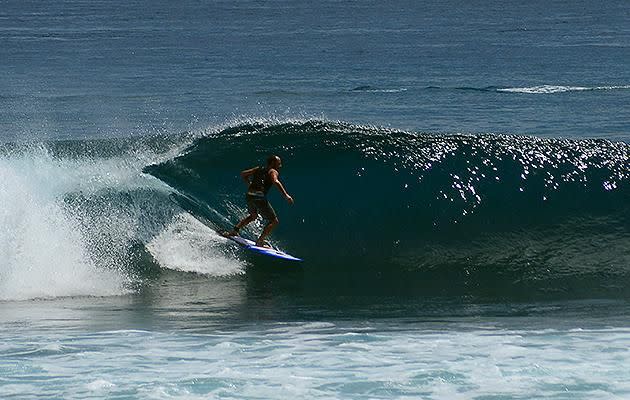 Pat catching one of the front doorstep at Hideaways. Pic: Alice Trend