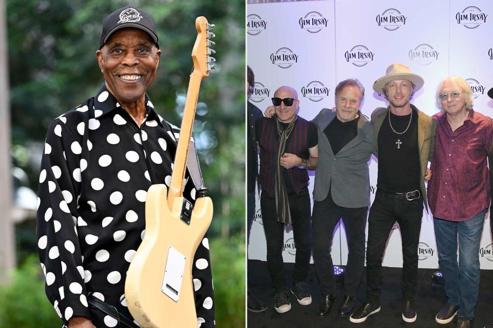 <p>Getty</p> Buddy Guy and The Jim Irsay Band: Kenny Aronoff, Mike Wanchic, Jim Irsay, Kenny Wayne Shepherd, Mike Mills