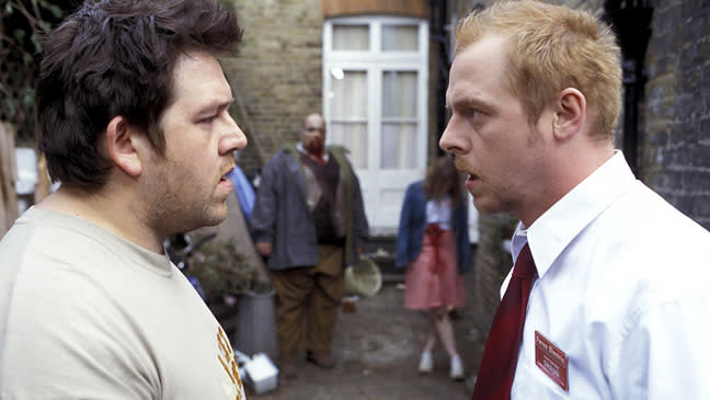 Nick Frost (left) and Simon Pegg in <em>Shaun of the Dead</em>.