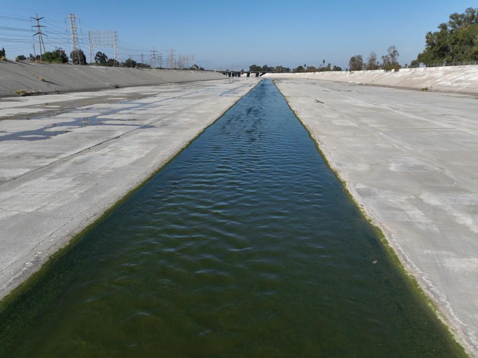 A view of the Los Angeles River in Long Beach.