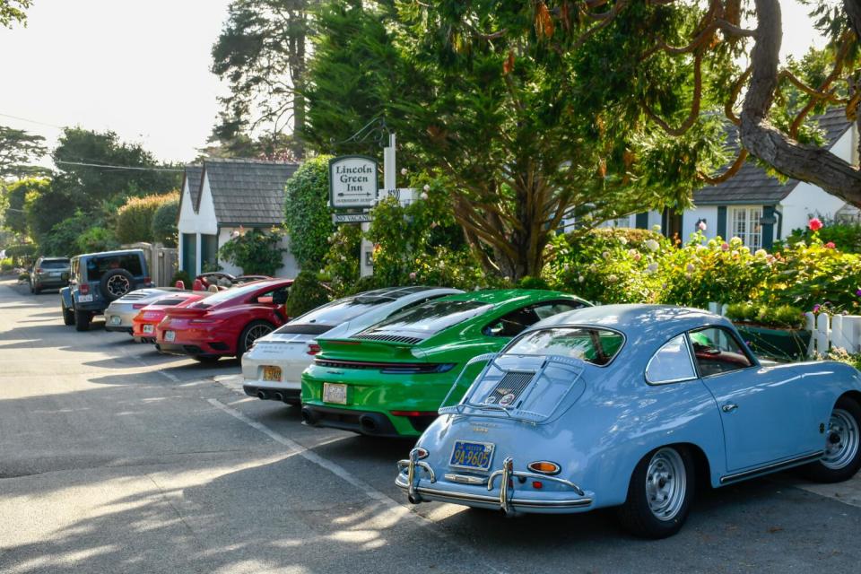 Lincoln Green Inn (and guests' Porsches), Carmel.