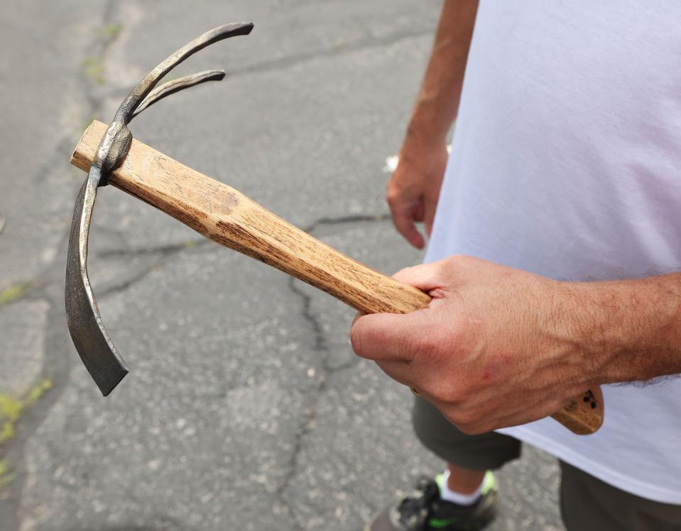 A garden tool made from a gun is shown during a Guns to Gardens event at Community of Grace Presbyterian Church in Sandy on Saturday, June 11, 2022. | Jeffrey D. Allred, Deseret News