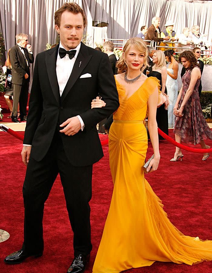 Heath was reportedly struggling in the weeks before his death - pictured with Michelle Williams. Source: Getty Images.